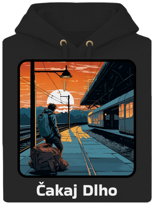 Čakaj dlho unisex mikina premium Dark Black