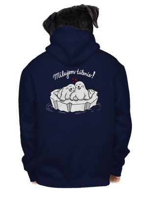 Milujem túlenie pánska mikina na zips Navy