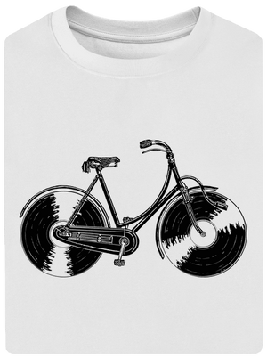 Gramofónový bicykel unisex tričko oversized White