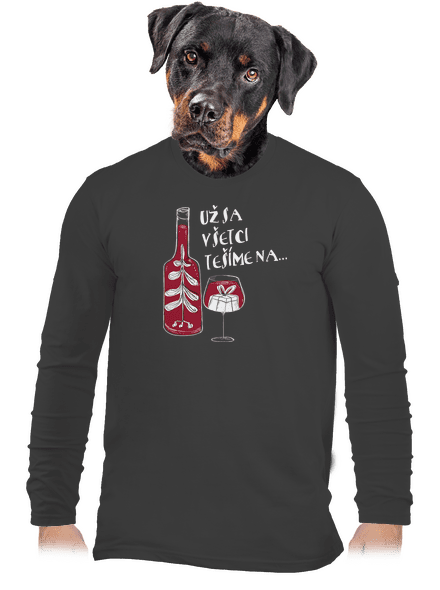 Vianoce vo víne pánske dlhý rukáv Dark Grey