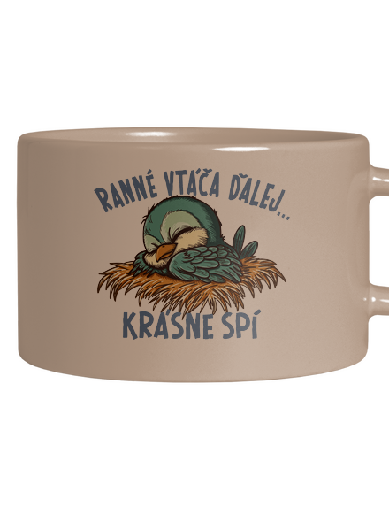 Ranné vtáča spí hrnček makronka Brown Macaron