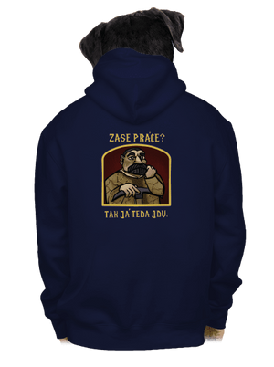 Zase práce? pánska mikina na zips Navy