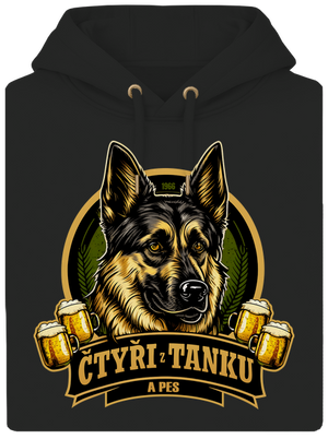 Čtyři z tanku a pes unisex mikina premium Dark Black