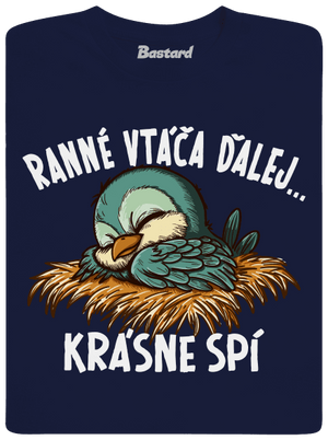 Ranné vtáča spí pánske tričko Navy