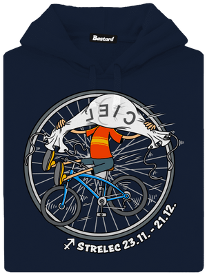 Cyklistický horoskop: Strelec pánska mikina klokanka Navy