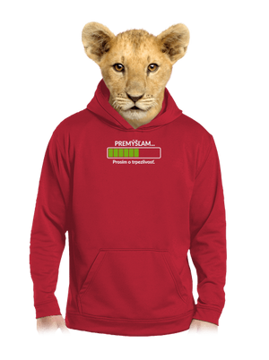 Premýšľam detská mikina klokanka Fire Red