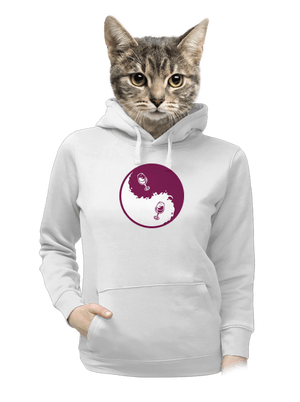 Jin Jang víno dámska mikina klokanka White