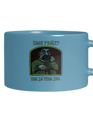 Zase práce? hrnček makronka Blue Macaron