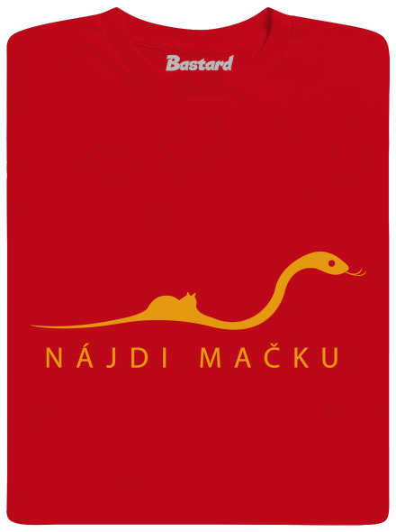 Nájdi mačku pánske tričko Red