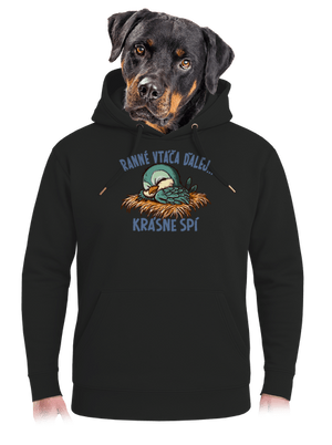 Ranné vtáča spí unisex mikina premium Dark Black