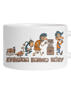 Evolúcia rannej kávy hrnček makronka White
