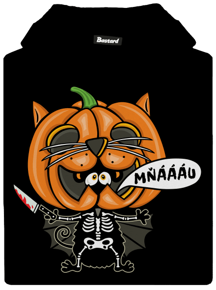 Halloweenská kočička detská mikina klokanka Black
