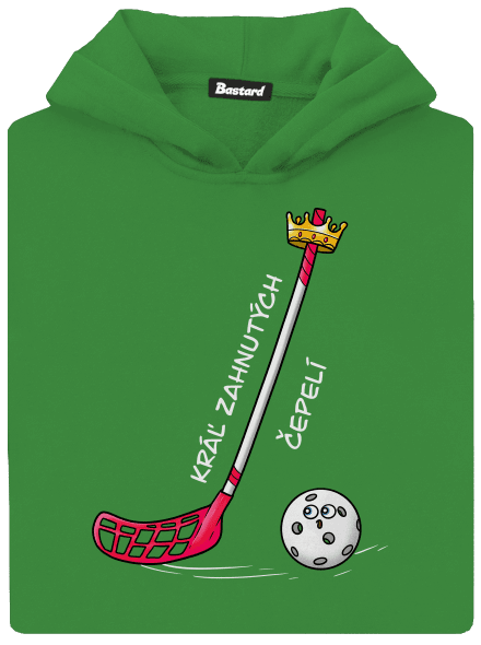 Kráľ zahnutých čepelí - florbal detská mikina klokanka Kelly Green AWD