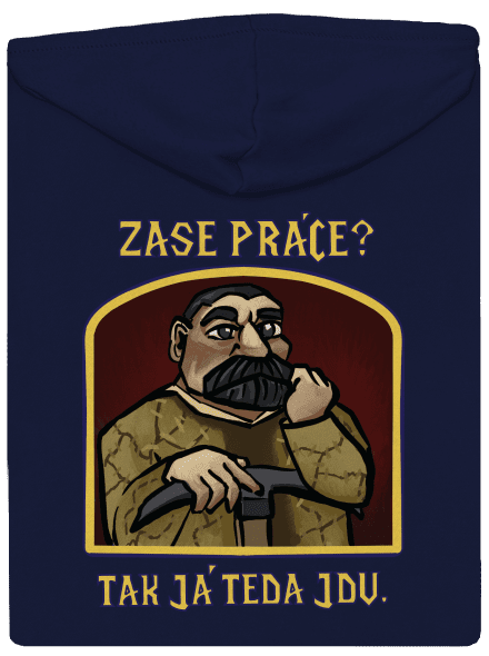 Zase práce? pánska mikina na zips Navy
