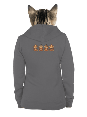 Opička s mobilom dámska mikina na zips Steel Gray