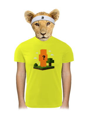 Minecraft z vlastnej fotky detské športové tričko Neon Yellow