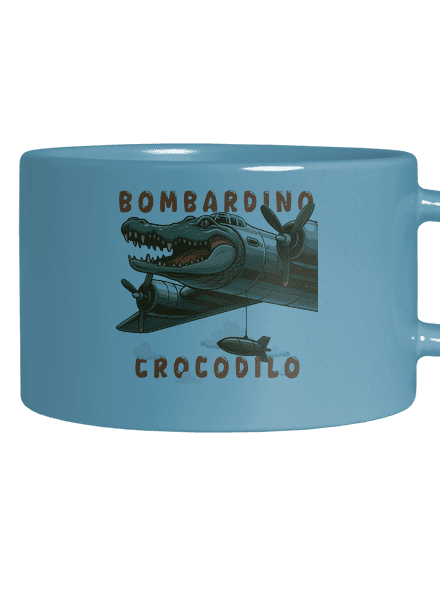 Bombardino Crocodilo – Italian Brainrot hrnček makronka Blue Macaron