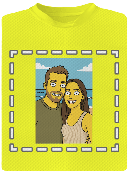 Simpsonovi z vlastnej fotky pánske športové tričko Neon Yellow