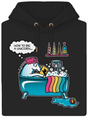 Ako sa stať jednorožcom unisex mikina premium Dark Black