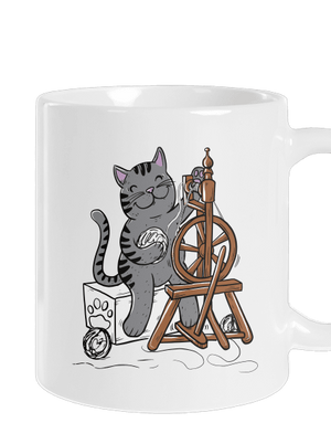 Mačka pradie klasický hrnček White