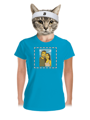 Simpsonovi z vlastnej fotky dámske športové tričko Blue Atol