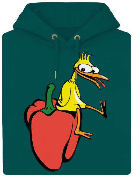 Kura na paprike unisex mikina premium Emerald Green