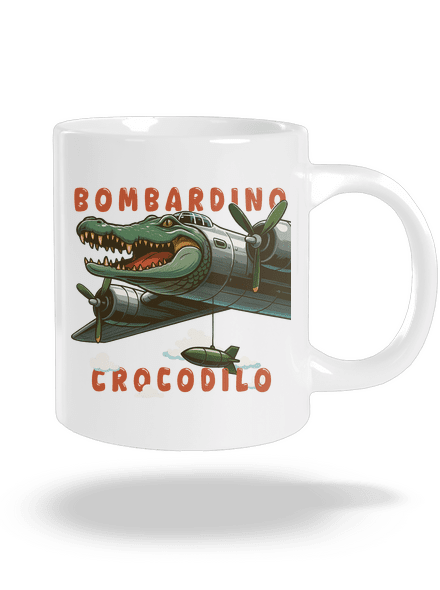 Bombardino Crocodilo – Italian Brainrot veľký hrnček White