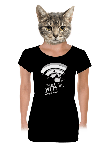 Padá wi-fi dámske tričko s lemom Black