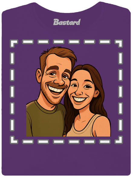 Karikatúra z vlastnej fotky dámske tričko prémium Purple
