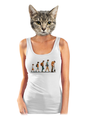 Evolúcia študenta dámske tielko klasické White