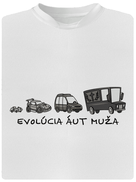 Evolúcia áut muža pánske športové tričko White