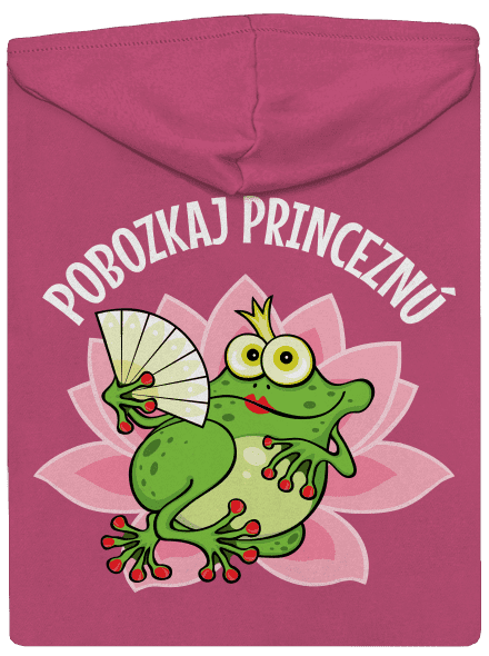 Pobozkaj princeznú a princa dámska mikina na zips Magenta