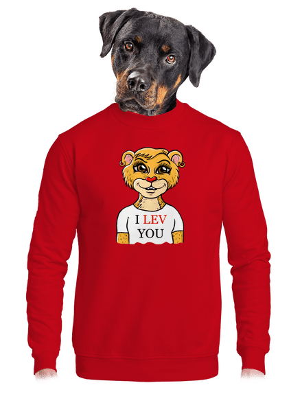 I lev you unisex mikina bez kapucne Red