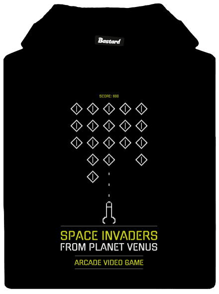 Space Invaders pánska mikina klokanka Black