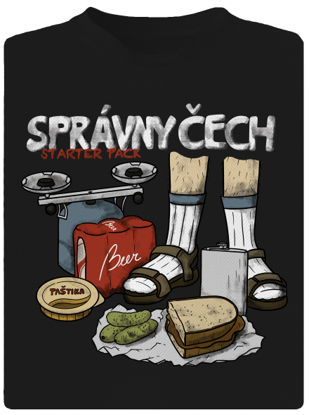 Správny Čech pánske športové tričko Black