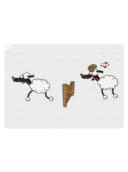 Sheeps in love puzzle White
