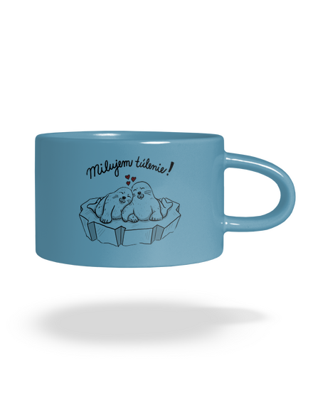 Milujem túlenie hrnček makronka Blue Macaron