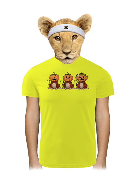Halloween opičky detské športové tričko Neon Yellow