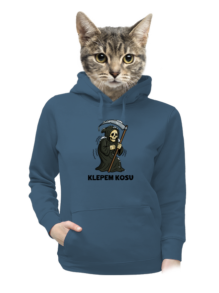 Klepem kosu dámska mikina klokanka Denim