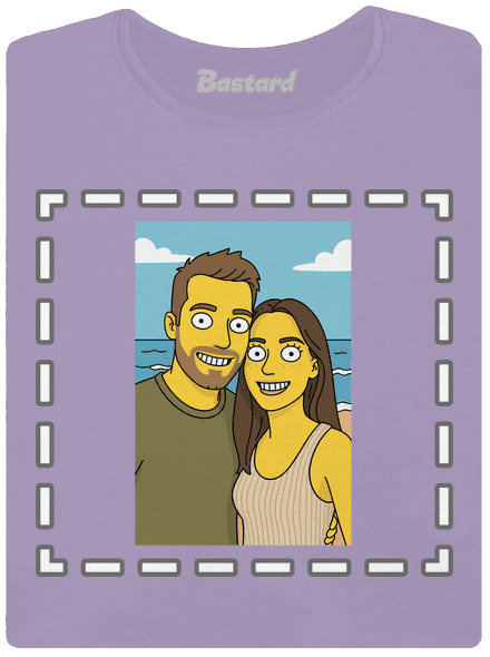 Simpsonovi z vlastnej fotky dámske tričko s lemom Lavender