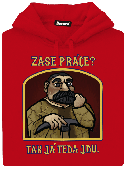 Zase práce? pánska mikina klokanka Red