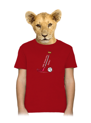 Kráľ zahnutých čepelí - florbal detské tričko Red
