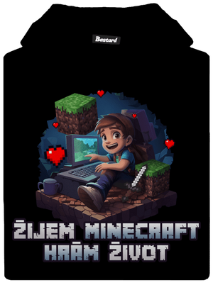 Žijem Minecraft detská mikina klokanka Black