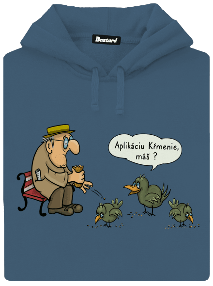 Aplikácia Kŕmenie dámska mikina klokanka Denim