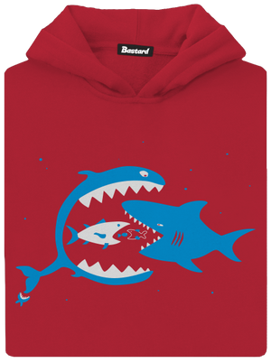 Rybky detská mikina klokanka Fire Red