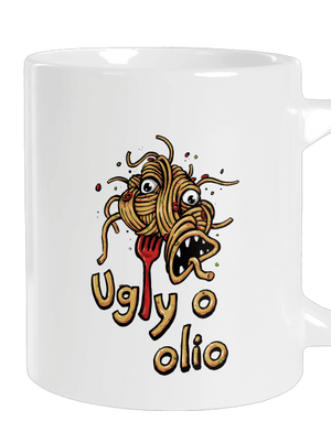 Ugly o olio veľký hrnček White