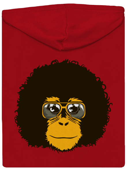 Retro opičiak pánska mikina na zips Red