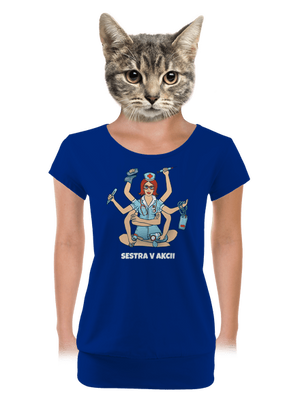 Sestra v akcii dámske tričko s lemom Royal Blue Mal