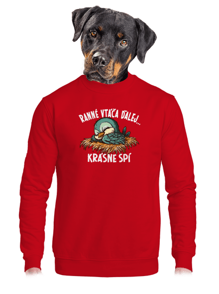 Ranné vtáča spí unisex mikina bez kapucne Red