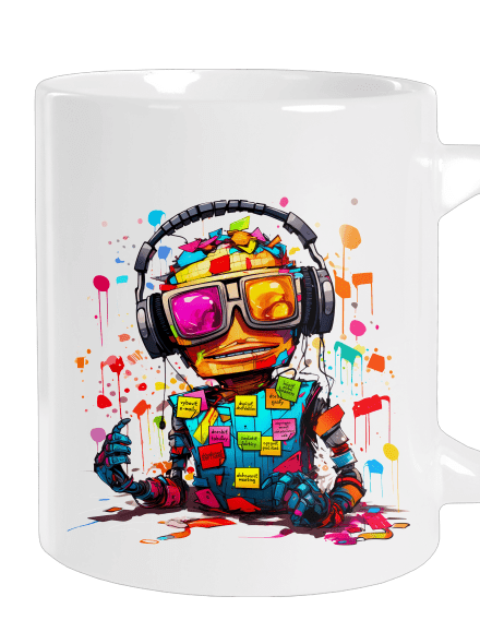 Workaholic robot veľký hrnček White